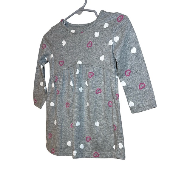 Okie Dokie Baby Girls Long Sleeve Grey Dress with Hearts Size 18 Months - Picture 3 of 6